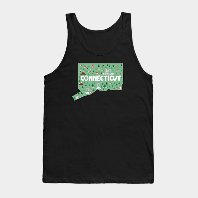 Connecticut illustrated map Tank Top by JunkyDotCom